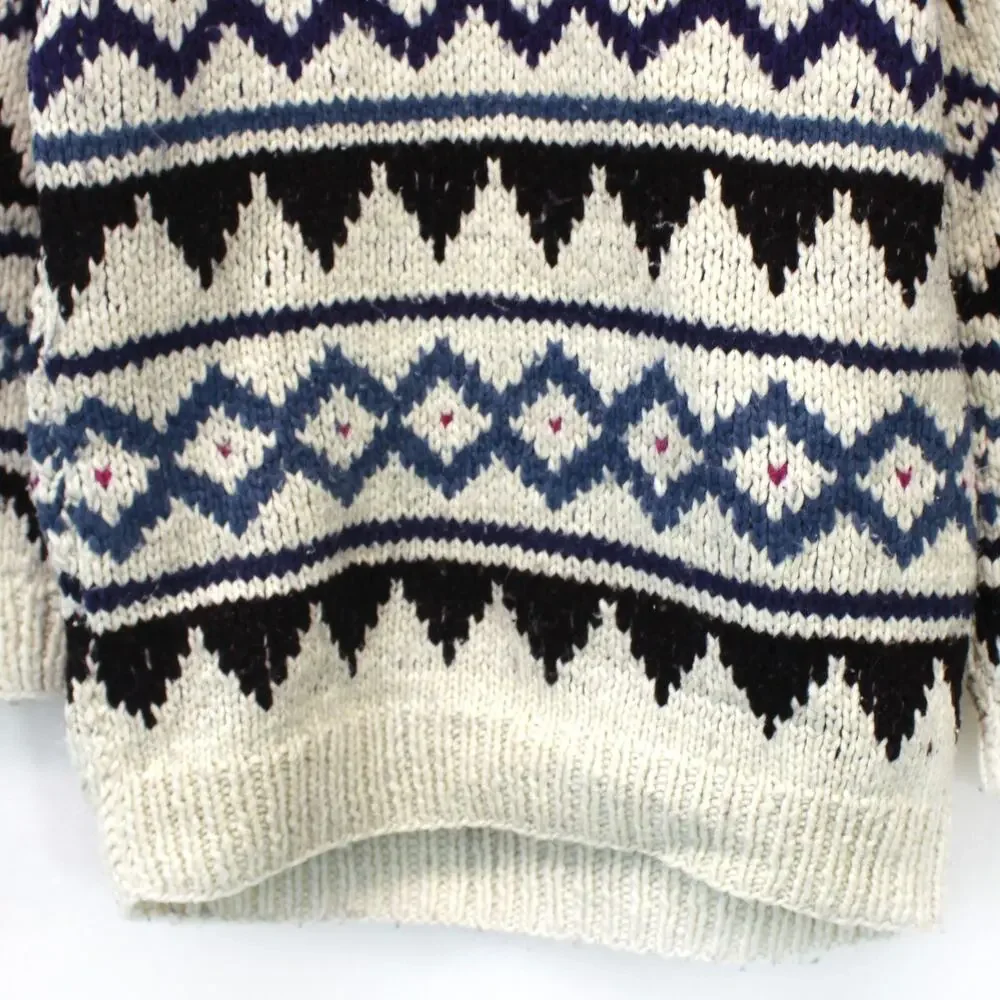 Rey Wear Vintage 100% Wool Fishermen Chunky Knit Pullover Sweater One Size